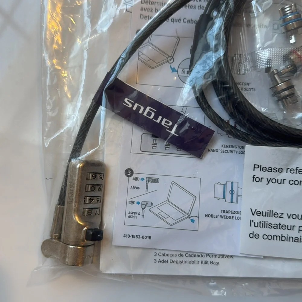 Targus DEFCON 3-in-1 Universal Serialized Combo Cable Lock NWT